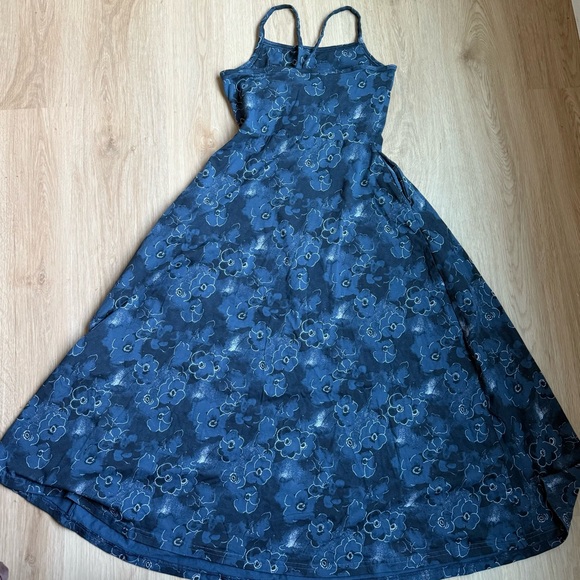 Pact Organic Fit & Flare Midi Dress Sz s Midnight Garden Built in Bra - Picture 2 of 4